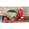 Image 2 : SHOVELS, AXES, JACK, TIRE IRON, BENCH BOTTLE CAPPER, WATER HOSE & GALVANIZED BIN