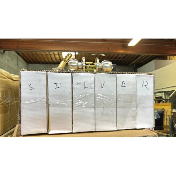 CASE OF (24) CHROME LOCKING DOOR HANDLES WITH KEYS