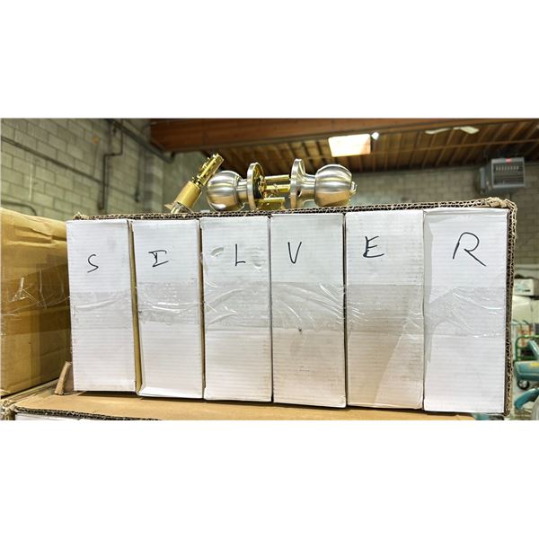 CASE OF (24) CHROME LOCKING DOOR HANDLES WITH KEYS