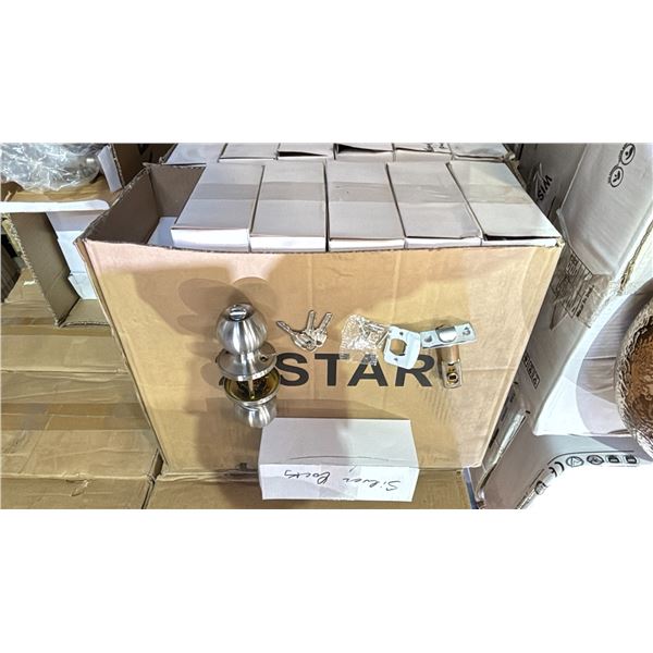 CASE OF (24) CHROME LOCKING DOOR HANDLES WITH KEYS