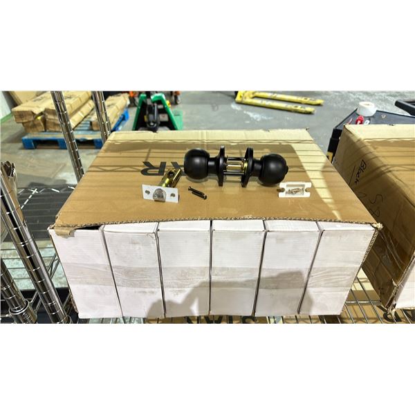 CASE OF (24) BLACK LOCKING DOOR HANDLES WITH KEYS