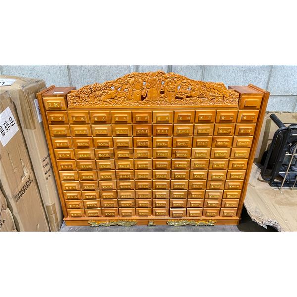 ASIAN 102 DRAWER WOODEN TEA STORAGE CABINET 35"W X 27"T X 6"D *IN BOX*