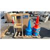Image 2 : PALLET OF ASSORTED ITEMS INCLUDING; SAFETY CONES, ULINE STACKING CHAIRS AND SMALL END TABLE