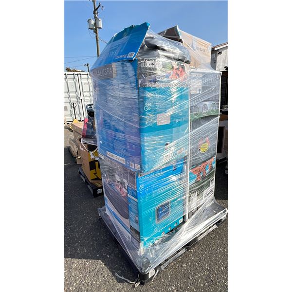 PALLET OF SALUSPA CORONADO 6 PORTABLE SPAS & POWER STEEL PLATINUM SERIES ABOVE GROUND POOL (UNKNOWN