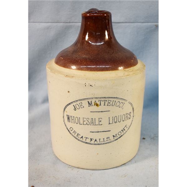 Joe Matteucci Wholesale Liquors, Great Falls, MT, whiskey jug, MT, 1/2 gal
