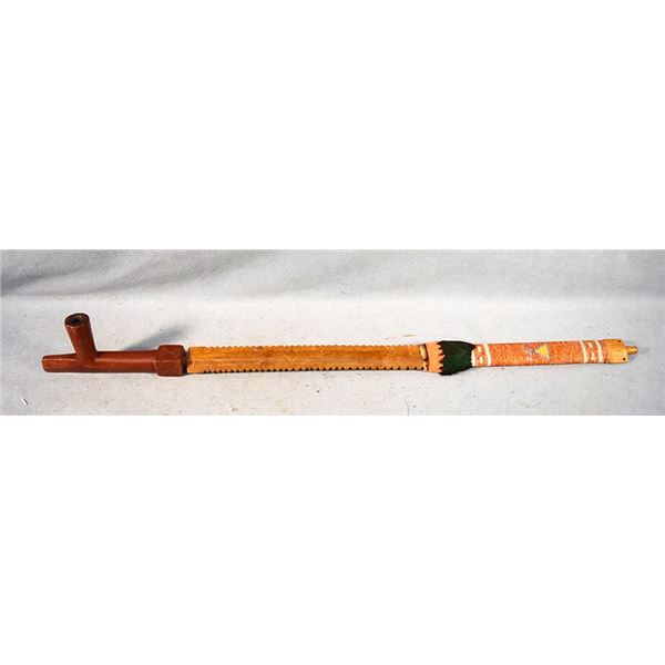 Native American catlinite pipe, 30" long