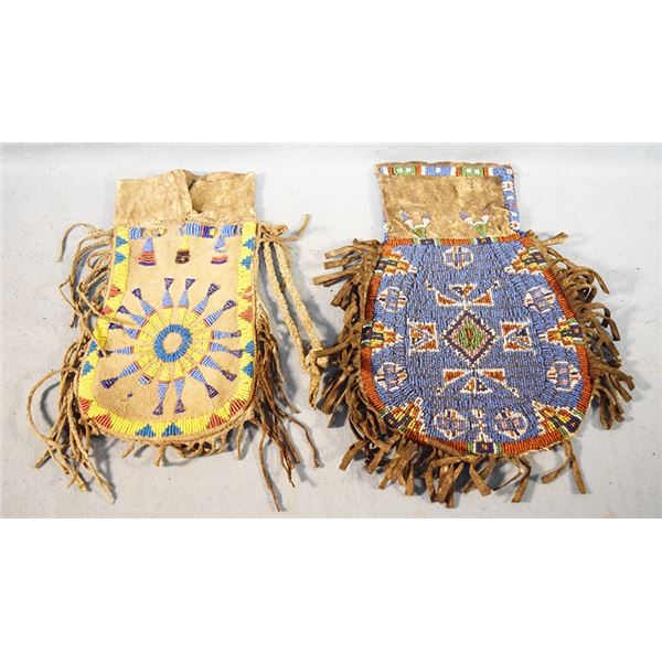(2) N. Plains beaded possible bags, 12" x 8.5" and 11" x 6"