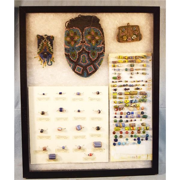 Riker Case: 143+/- mounted beads and three beaded purses