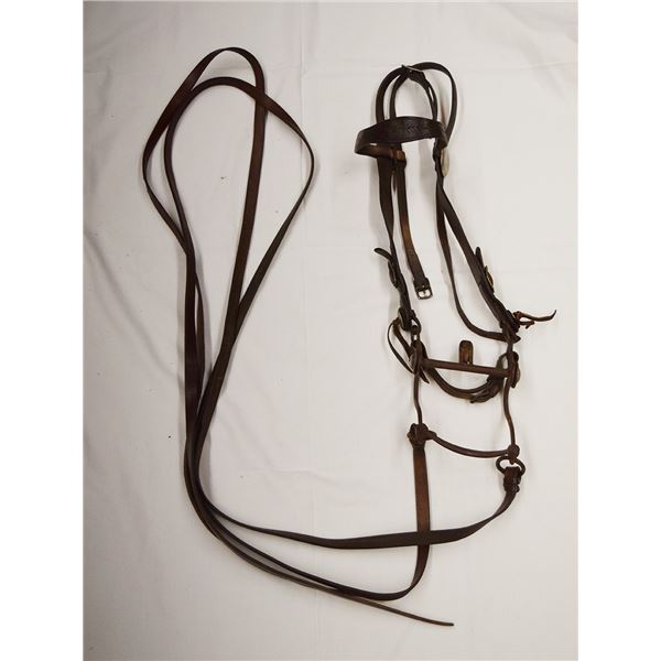 G.S. Garcia (Elko, NV) silver mounted bit in nicely tooled, heavy headstall