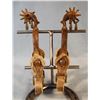Image 1 : 2 pair of spurs: Buermann-style drop shank iron spurs with jingle bobs & Crockett -Rinalde chromed s