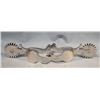 Image 5 : 2 pair of spurs: Buermann-style drop shank iron spurs with jingle bobs & Crockett -Rinalde chromed s