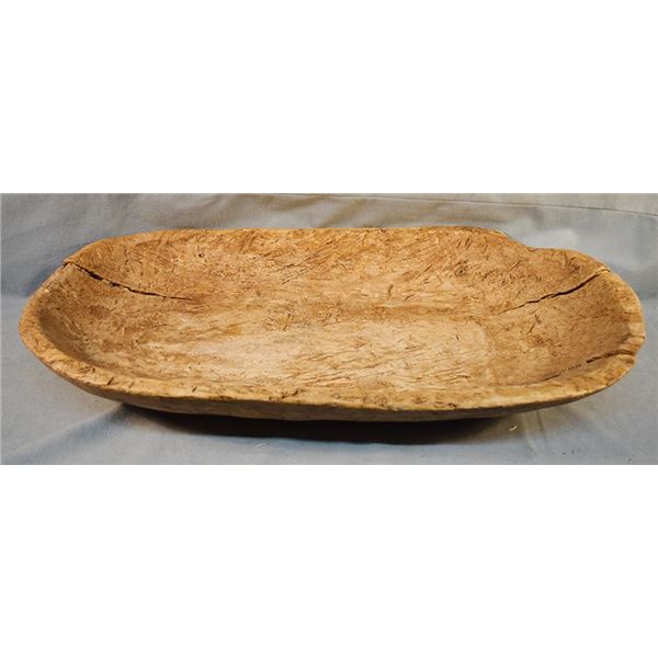 Large hand carved wooden bread boat
