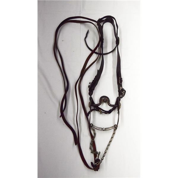 Silver inlaid star/crescent moon bit, rare pattern inth nice headstall
