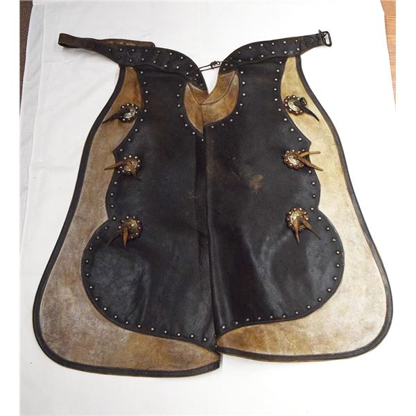 2-tone (black & white) studded bat wing chaps, 27"