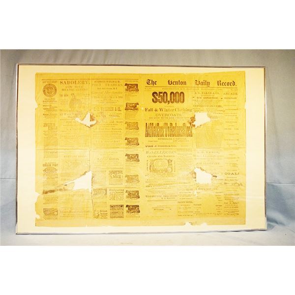 The Benton Daily Record, Vol IV - Saturday, Nov 1, 1884 - No 238 newspaper, framed