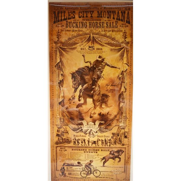 2014 Miles City Bucking Horse Sale poster, framed