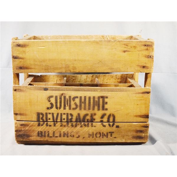 Sunshine Beverage wooden crate, Billings, Mont, 13" x 16" x 10