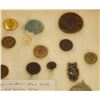 Image 11 : (2) Riker Cases: 10 trade beads, dentilium shells, pottery pieces & 38 buttons, clam shells, copper 