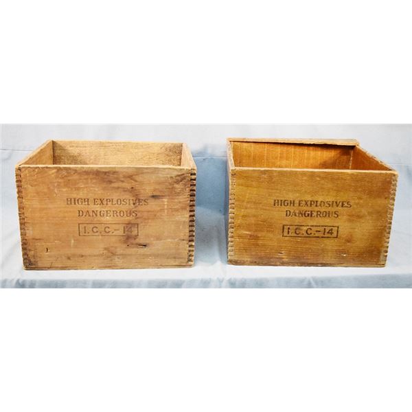 (2) Dupont Explosives wooden crates, both 9.5" x 15.5" x 13.5