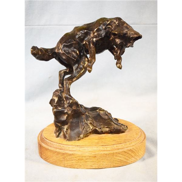 Sanner, S., bronze, The Coyote, #10/25, 1979, 9.5" x 9" x 6", wood base
