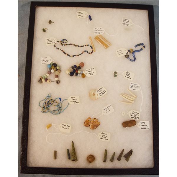 Riker Case: 24 strung and single Beads of the Fur Trade
