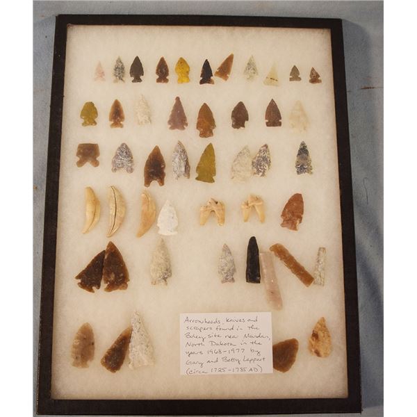 Riker Case: 46 bones, arrowheads, knives and scrapers
