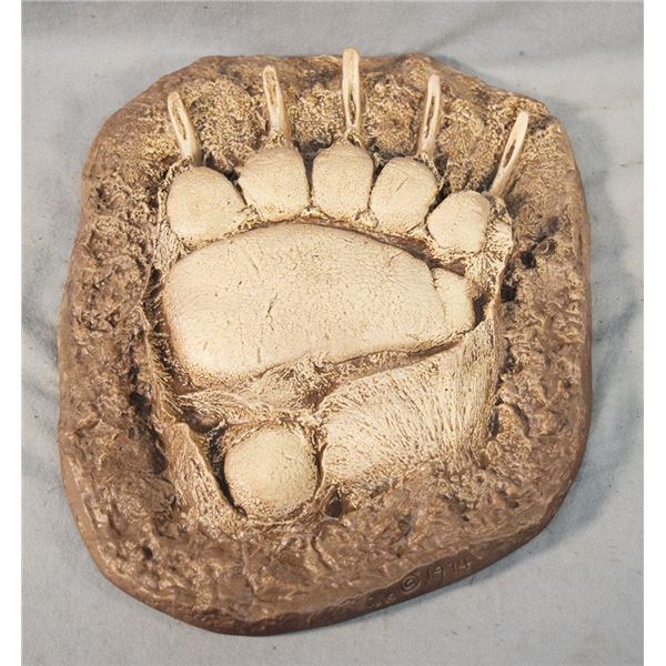 Mountain Tracks, Big Fork, MT plaster grizzly bear track, 9" with 2.5" claws