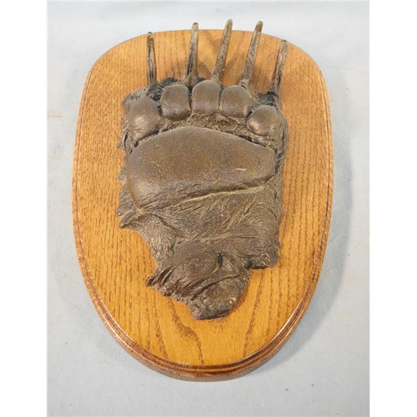 Bronzed grizzly bear track, 9" with 3" claws, stamped J.G., #14/20