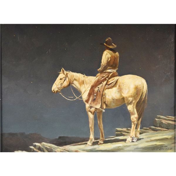 Dinius, Burt, original oil on board, Night of Saddle Mt, 18" x 24", framed