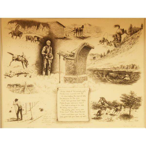 Price, Dave, print, Judgement Day, #66/500, 10.5" x 13.5", framed, signed lower right, personal note