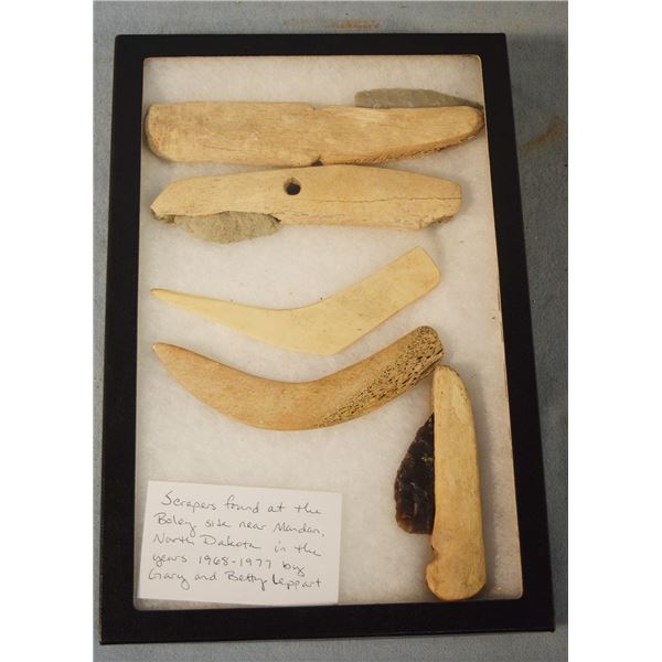 Riker Case: 5 bone scrapers and knives