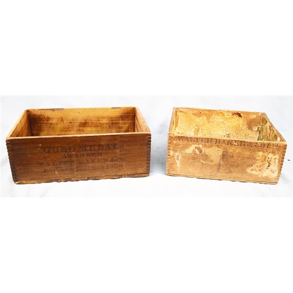 2 pcs: Walter Baker & Co Ltd Eagle Chocolate crate, Dorchester, Mass, 4.5" x 12.25" x 8.5" & Walter 
