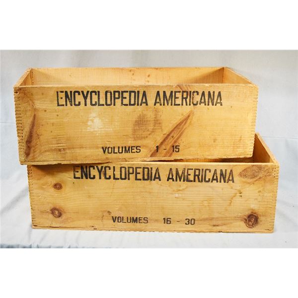 (2) Encyclopdia Americana crates, Vols 1-15 & Vols 16-30, both 8" x 24" x 11.5"