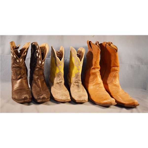 (3) pair of cowboy boots: Hyer, size 11B, Western Boot Co., size 9; Nocona Boot, size 9.