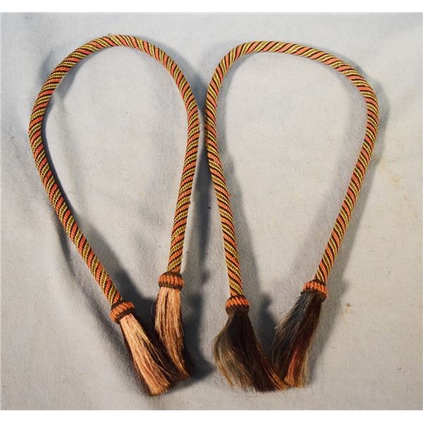 (2) Vintage hitched horsehair pony nose bands, each is 22.5" long