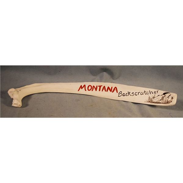Handpainted buffalo rib "Back Scatcher", approx. 16"
