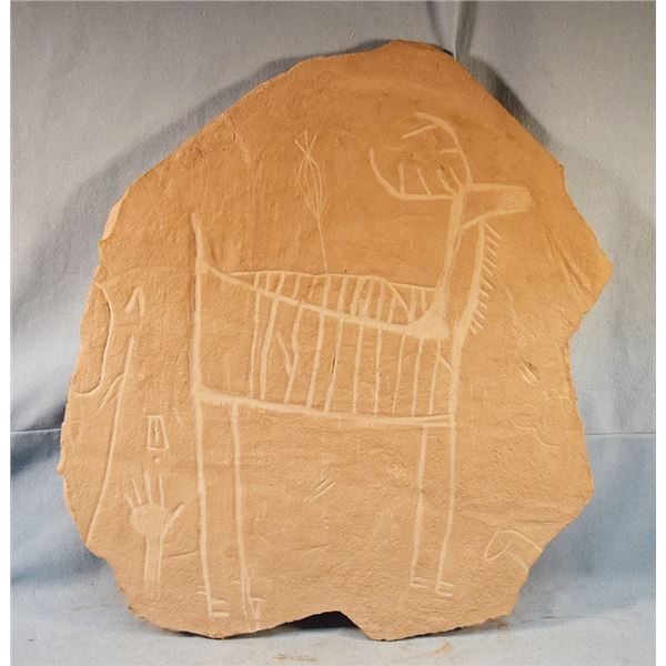 (2) B.L. Conner plaster replicas: Davidson Elk petroglyph & Ellison Shield-Bearing Warrior petroglyp