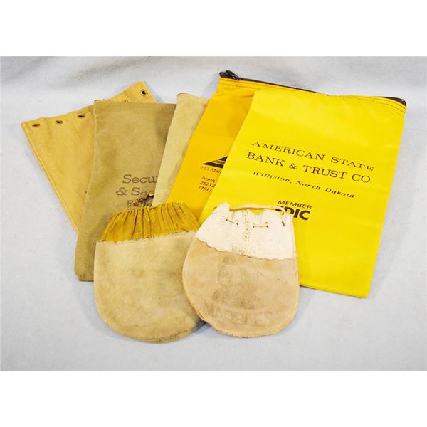 7 pcs: (5) bank bags & (2) marble bags