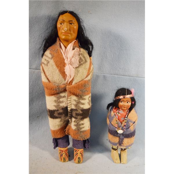 (2) Indian dolls, 13" tall and 6.5" tall