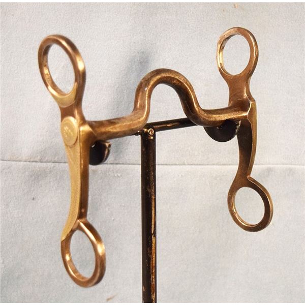 Silver mounted, short shank curb bit, round silver spots on side and Iron work horse bit