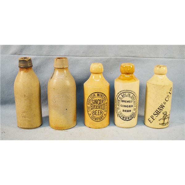 (5) Maker marked beer crocks