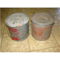 2 Old Metal Minnow Buckets