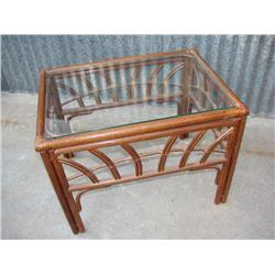 Rattan Glass Top Table
