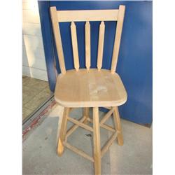 Natural Wood Swivel Bar Stool