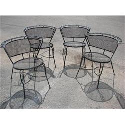 Set of 4 Metal Curved Back Patio Chairs