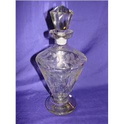 Sunflower Pattern Etched Crystal Decanter