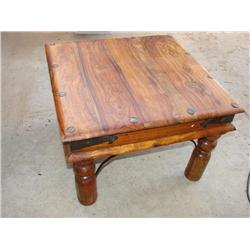 Primitive Wood & Metal End Table