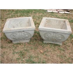 2 Cement Flower Pots