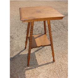 Oak Spool Leg Side Table