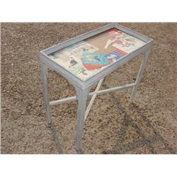 Glass Top Table w/Children's Old Cards